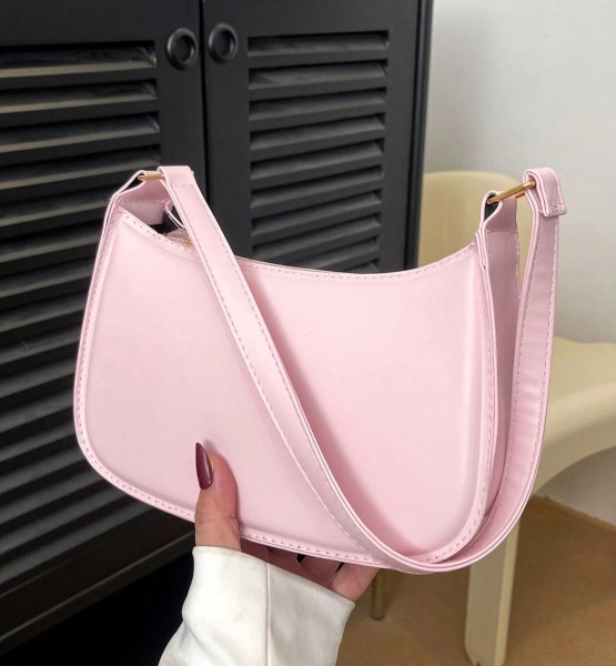 Bolsa de Ombro Simples Sólida Rosa, Casual