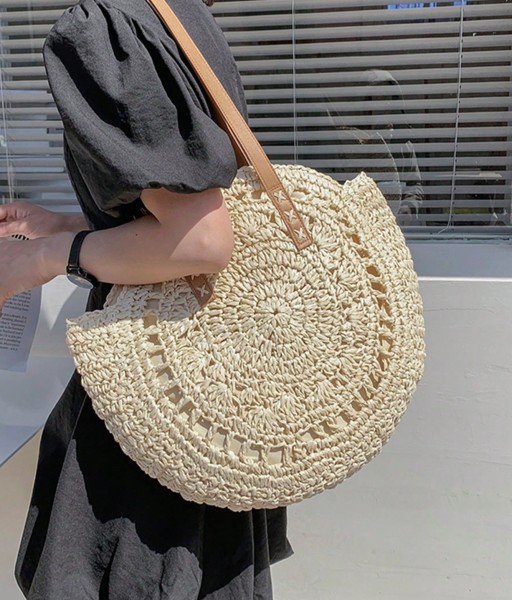 Bolso Tejido Redondo de Gran Capacidad