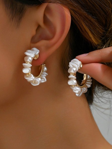Boucles d'Oreilles à Clip Tissées à la Main Style Bohémien Ins DIY avec Sequins Baroques