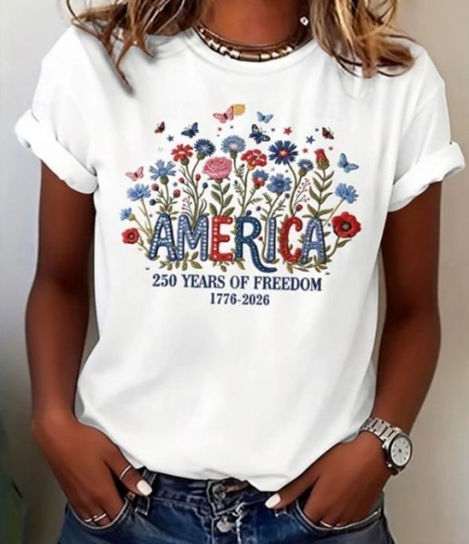 Camiseta de Manga Corta Floral para Mujer Cuello Redondo Estampado Casual Gráfico Top de Verano