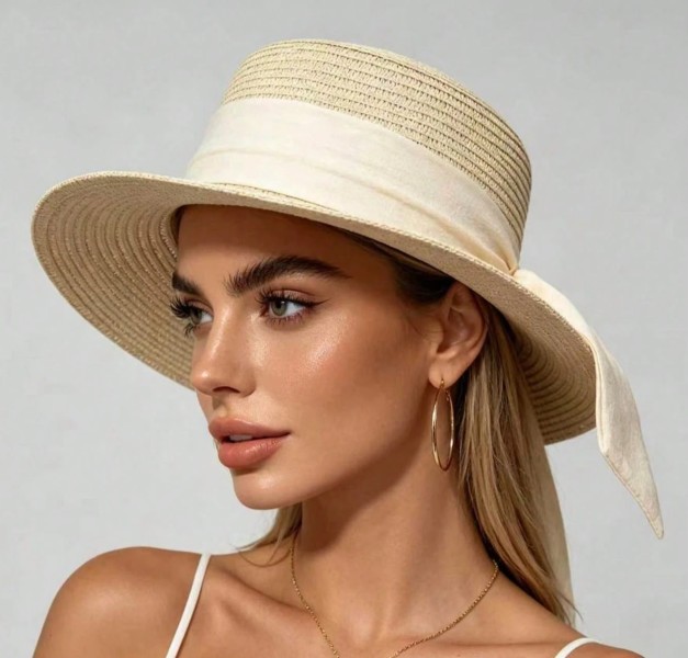 Chapéu de Palha Feminino Fashion para Praia e Sol de Verão