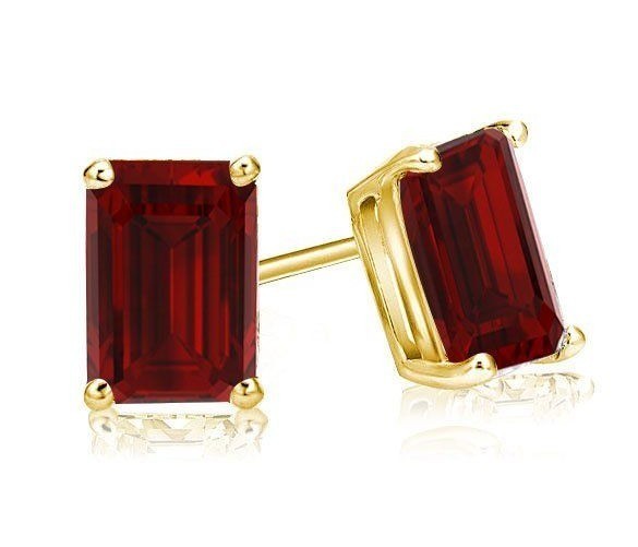 Classic Emerald Created Garnet Stud Earrings