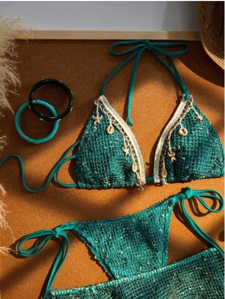 Conjunto de Bikini de Playa de 3 Piezas para Mujeres - Croché