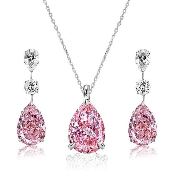 Conjunto de Joyería de Collar y Pendientes con Zafiro Rosa Italo Corte Pera