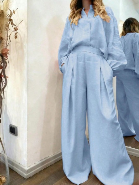 Ensemble Haut à Manches Longues et Pantalon Large Élégant