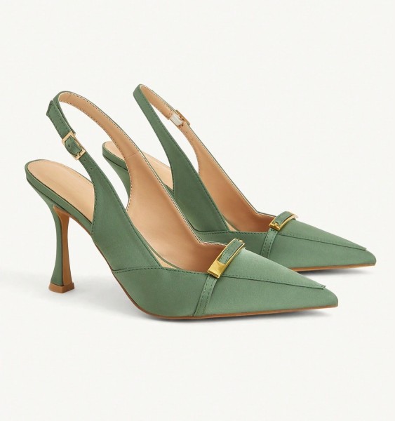 Fashionable Apricot Basic Elegant Metal Decor High Heel Pumps