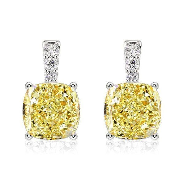 Italo Sarı Topaz Küpeler Yastık Kesim Damla Küpeler