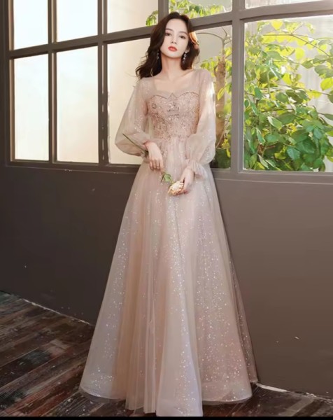 New Spring And Summer Banquet Temperament Champagne Annual Party Korean Dress