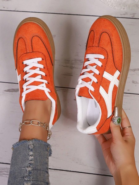 Nuevas Zapatillas Deportivas Casuales, Zapatillas de Mujer de Moda Versátiles con Cordones Similares a Ante