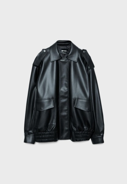 Overzie leather effect biker jacket