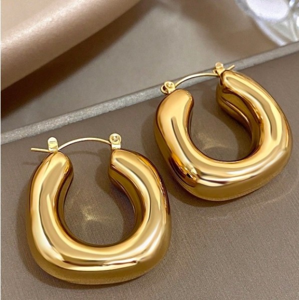Pair of Thick Geometric Earrings