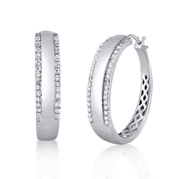 Round Cut Silver Hoop Earrings