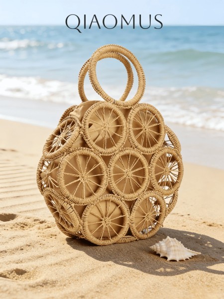 Sac Hobo Bohémien Grand Cercle Tissé à la Main pour Plage Été