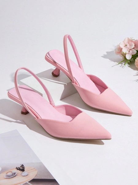 Sapatos com Salto Kitten na Cor Rosa para Mulheres, Elegantes