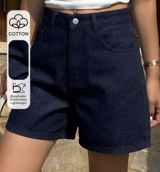 Shorts Jeans de Perna Reta Casual Street para Mulheres
