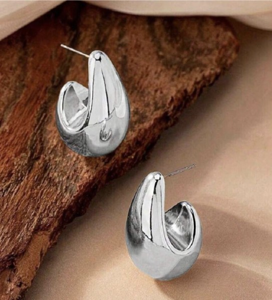 Silver Fashion Simple Glossy C-Shaped Earrings
