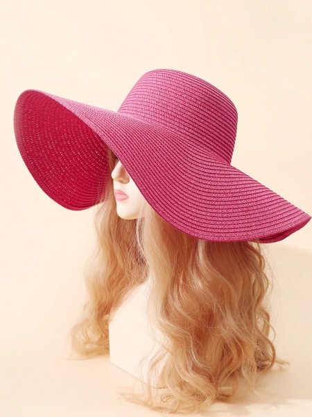Sombrero de Paja de Playa de Borde Grande a la Moda, Casual para Vacaciones