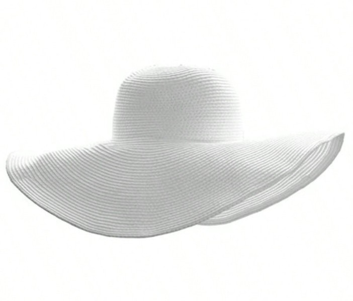 Sombrero de paja para el sol de mujer blanco de ala ancha UPF 50