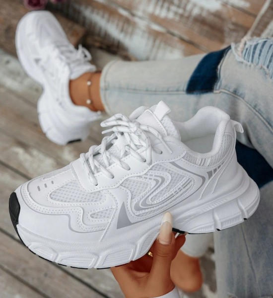Yumuşak Deri Kalın Tabanlı Chunky Sneakers, Kadın Nefes Alabilir