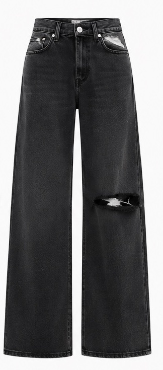 Calças jeans largas escuras