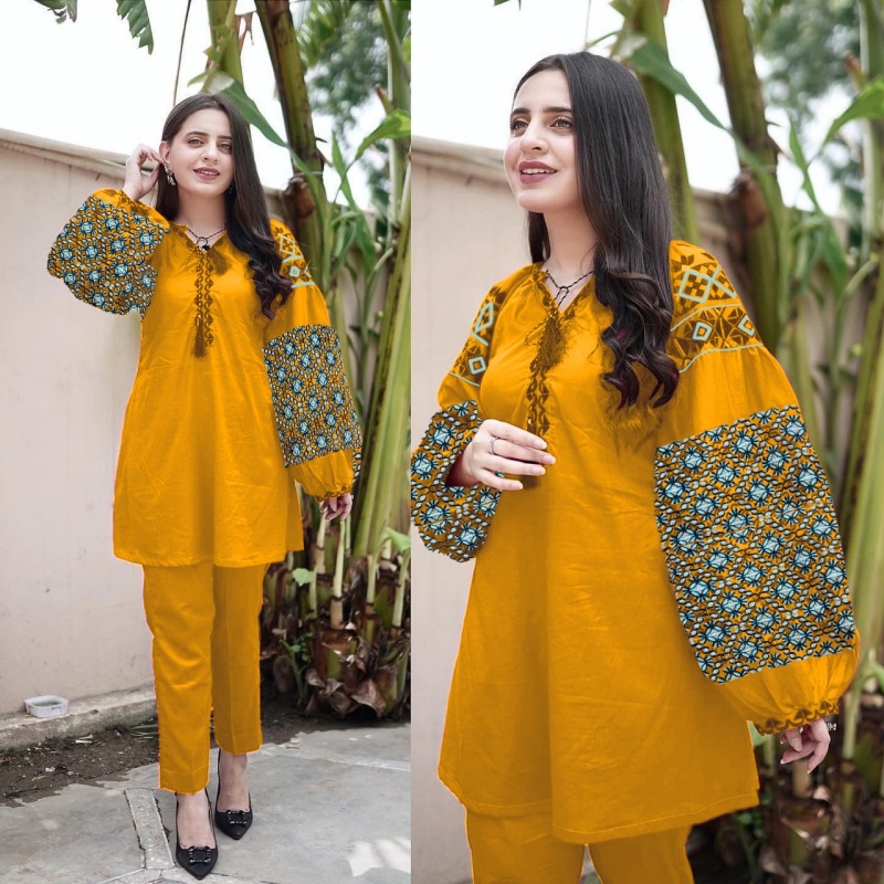 Kurti brodé avec pantalon