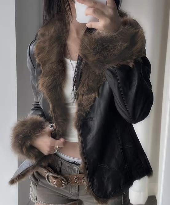 leather fur jacket
