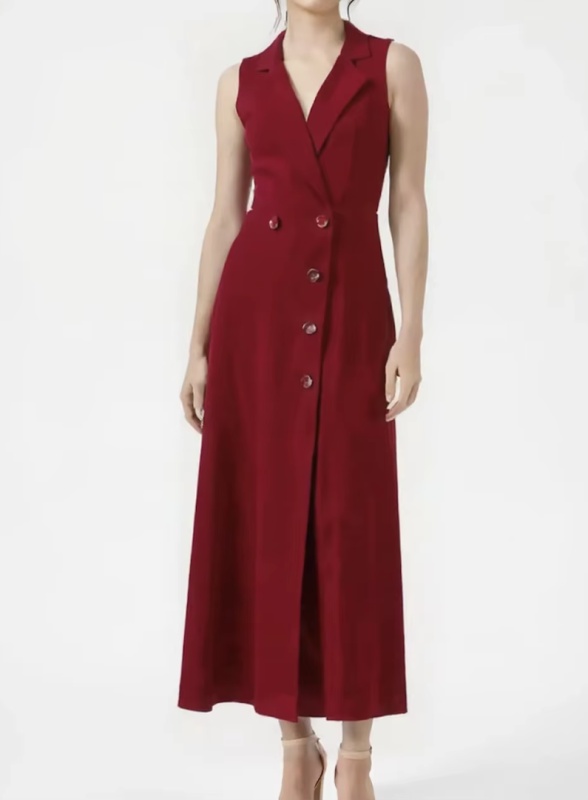 Linen blended midi dress