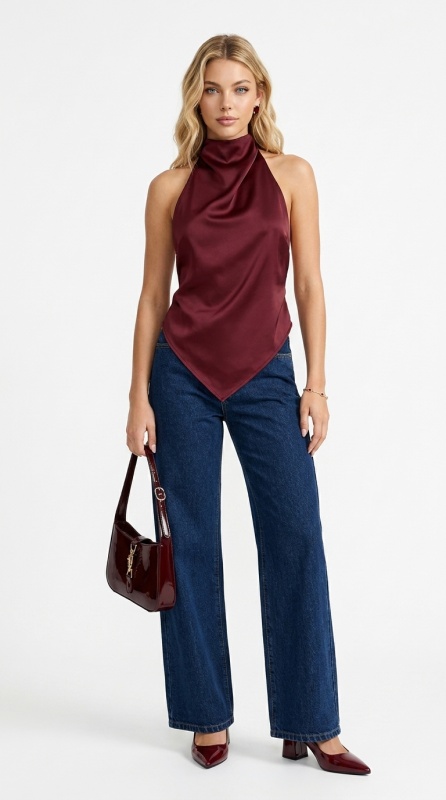 Şık Bordo Casual Kıyafet [Günlük]