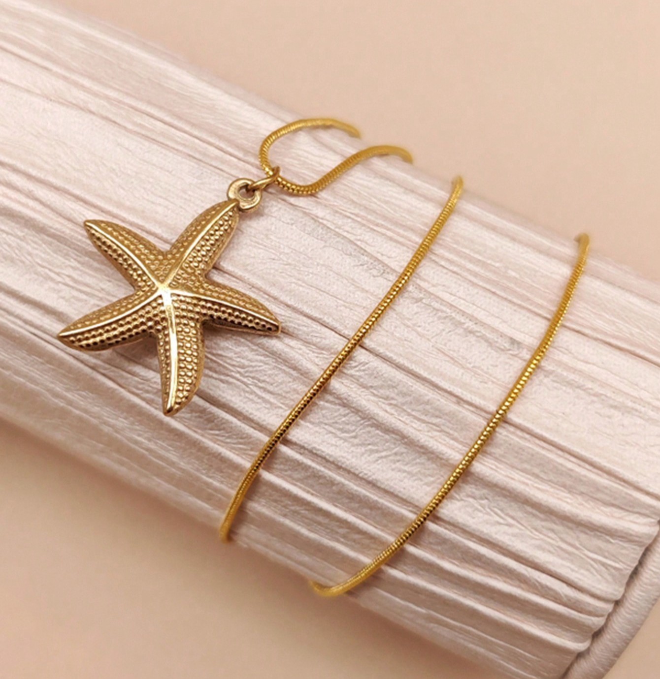 1pc Stainless Steel Ocean-Themed Sea Star Pendant Necklace For Summer