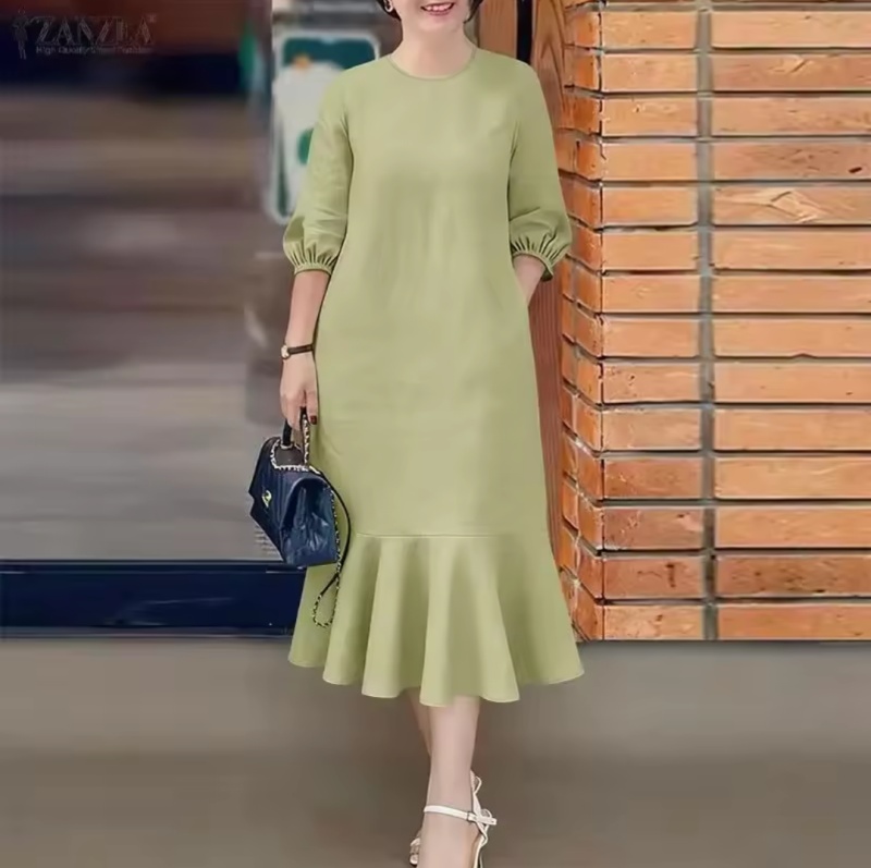 Abiti A-Line da Ufficio Primaverili Donna Scollo O Manica 3/4 [Bellezza]