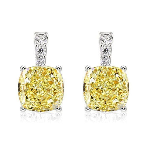Boucles d'Oreilles Italo Topaze Jaune Taille Coussin à Pampilles