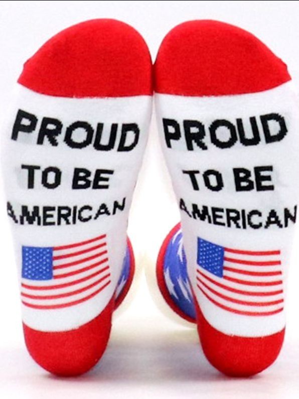 Calcetines largos de algodón transfronterizos con bandera del Día de la Independencia de América, rayados casuales