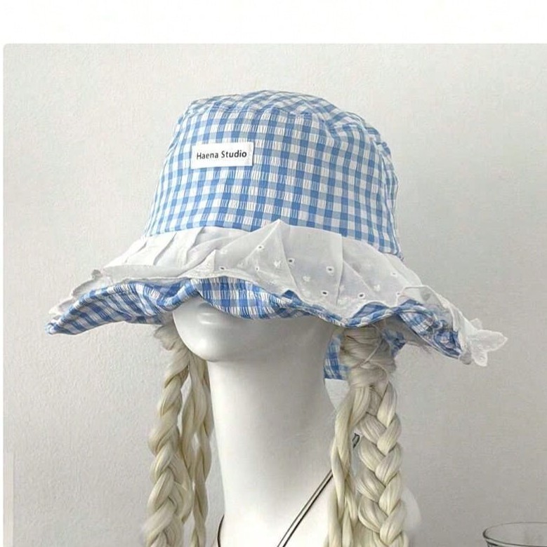 Chapeau bob en dentelle à carreaux mignon pour femmes