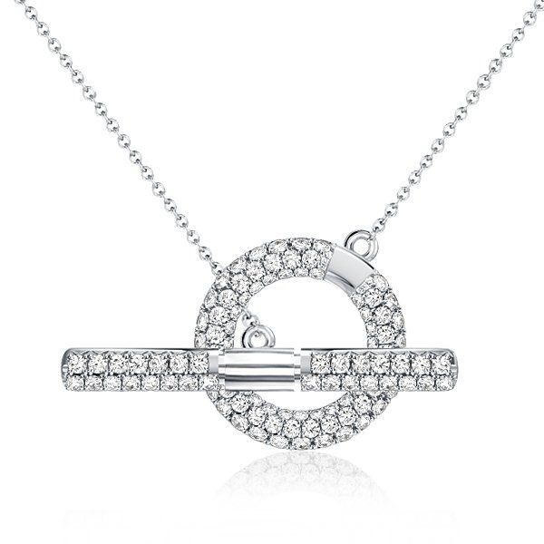 Collana toggle con pavé in argento sterling