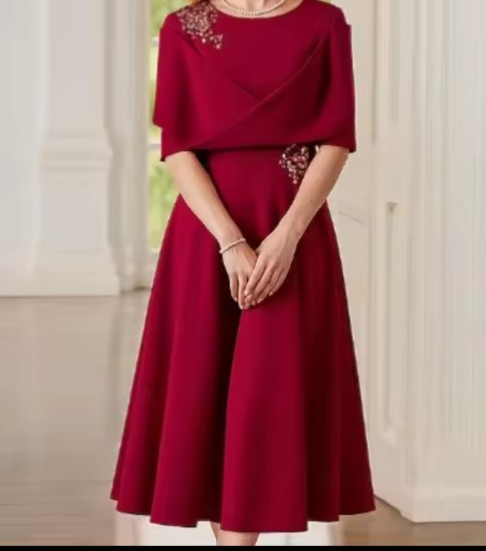 Elegant Short Sleeve Waist-Cinching Dress Fashionable [Activewear]