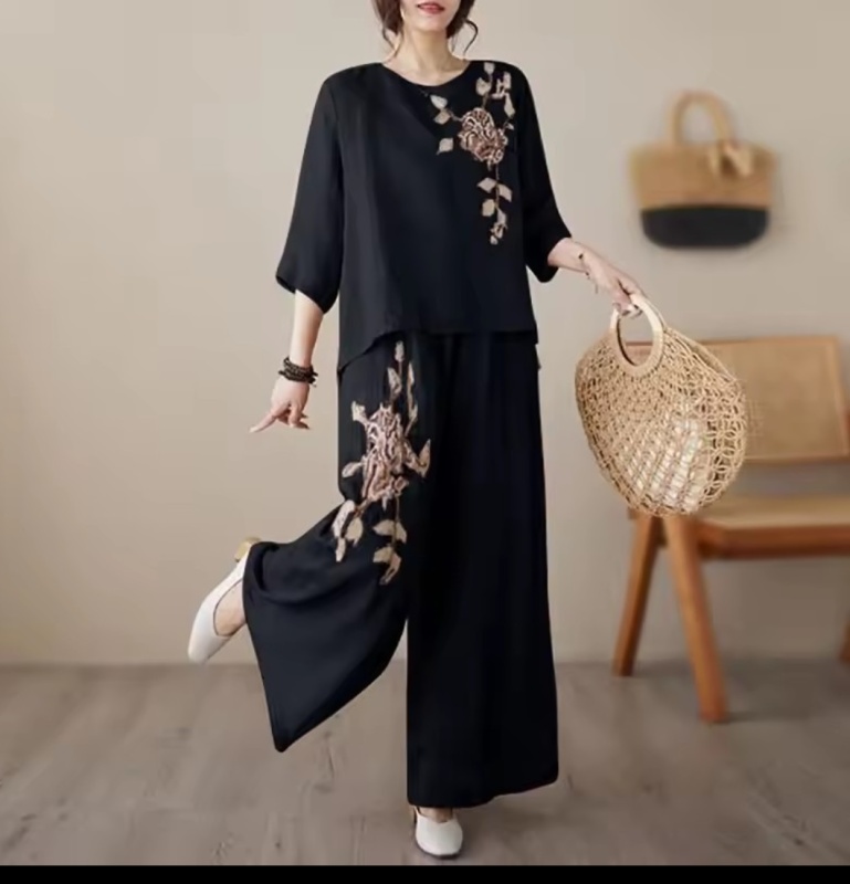 Ensemble Décontracté Confortable pour Femmes Grande Taille Coton Lin Mode Dame de Bureau Nouvelle Arrivée Tendance Respirant [Décontracté]