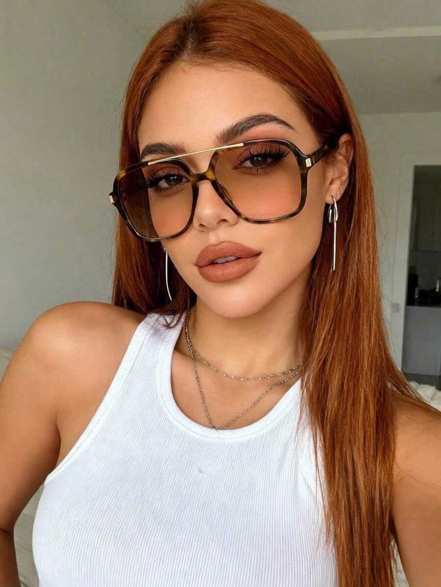 Large Frame Fashion Glasses, Classic Style, Suitable For Travel, Beach, Casual