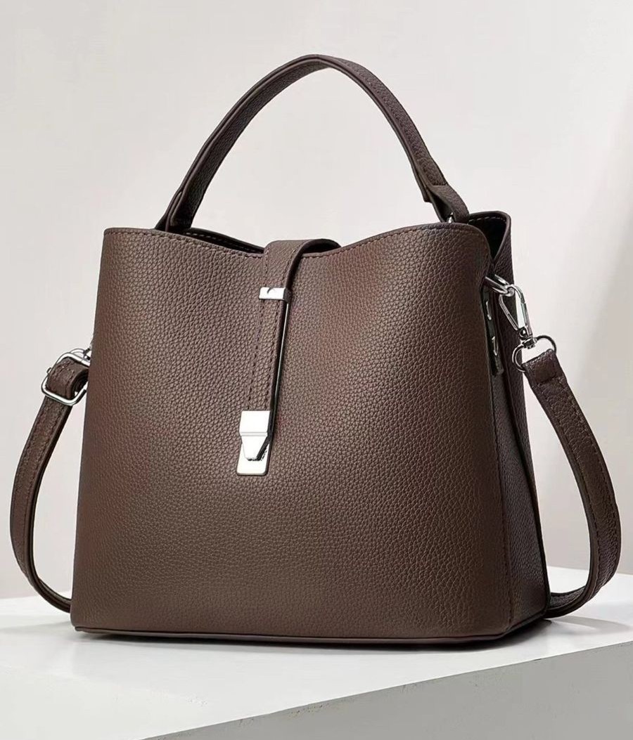 Minimalist Large Capacity Bucket Bag with Detachable Crossbody Strap