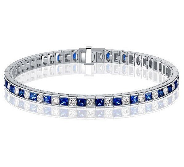 Pulsera de Tenis Italo Corte Princesa Zafiro Azul