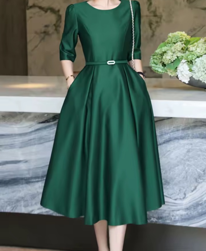 Robe Femme Satin Chic Élégante Moderne [Beauté]