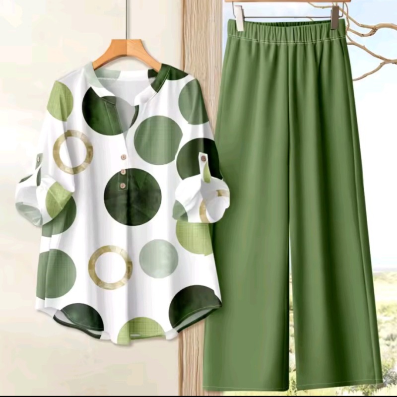 Set da donna 2 pezzi maniche lunghe+pantaloni lunghi stampato [Abbigliamento sportivo]