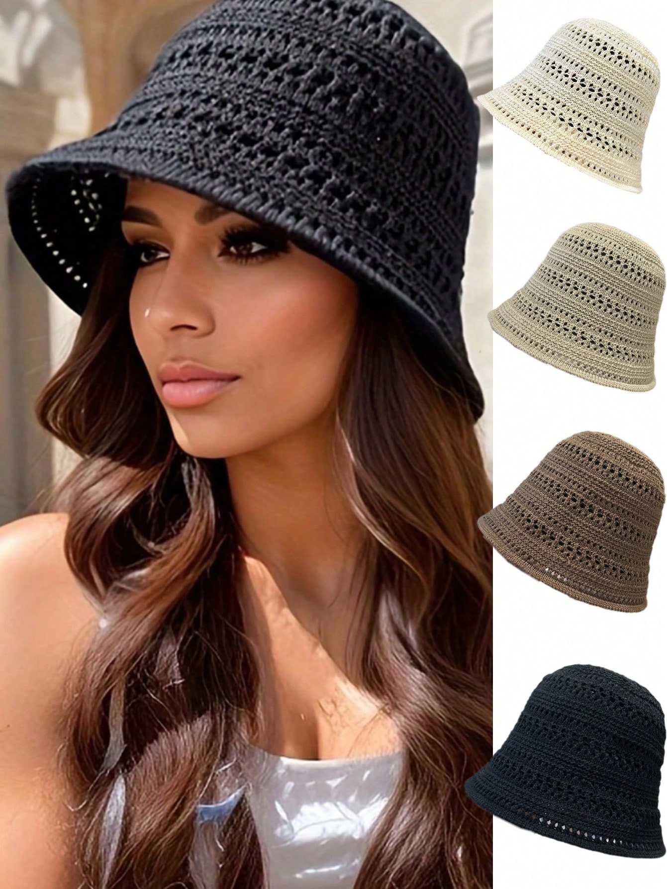 Sombrero de Cubo Hueco Transpirable para Mujeres, Sombrero de Sol Plegable de Verano