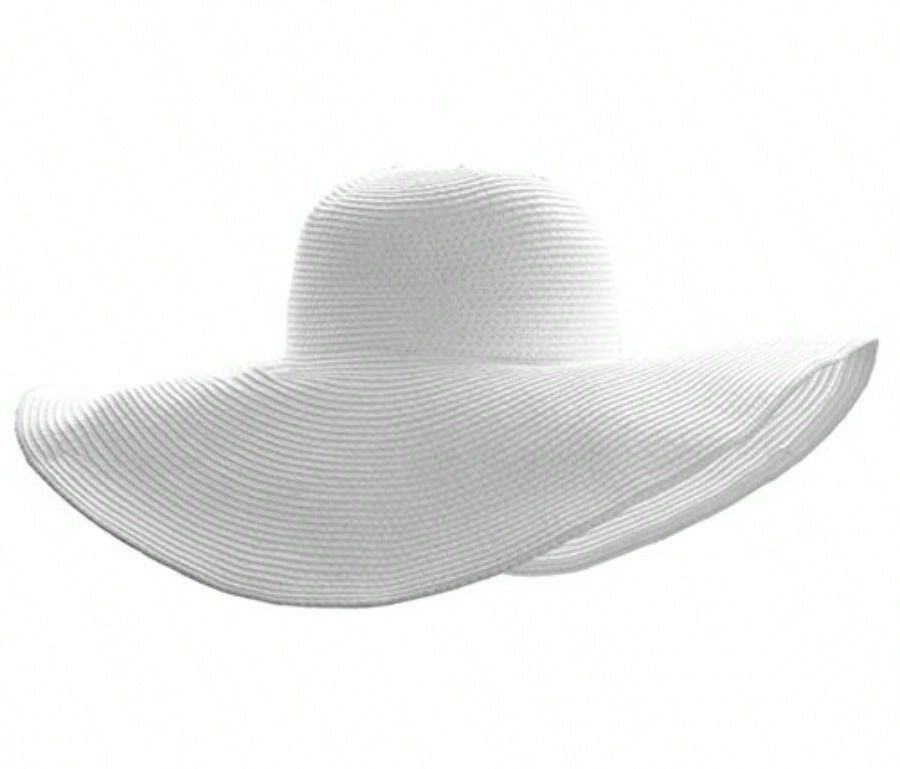 Sombrero de paja para el sol de mujer blanco de ala ancha UPF 50