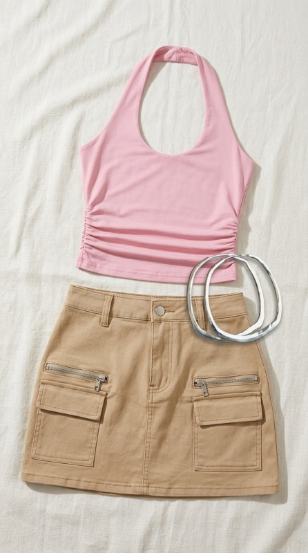 Streetwear Estivo Casual Rosa e Khaki