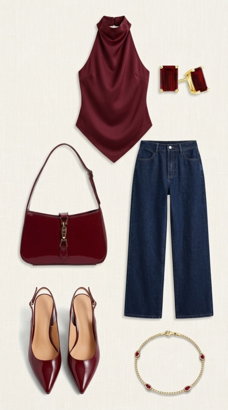 Tenue Élégante Bordeaux Décontractée