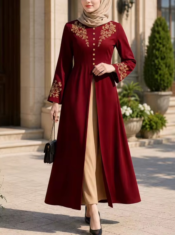Women Elegant Middle Eastern Festivals Dress Gold Embroidery [Party]
