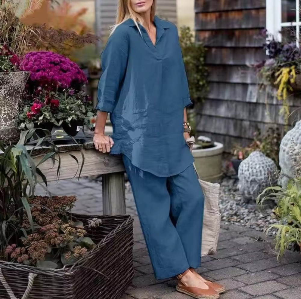 Autumn Loose Lapel Long Sleeve Shirt Women Cotton Linen Suit [Activewear]