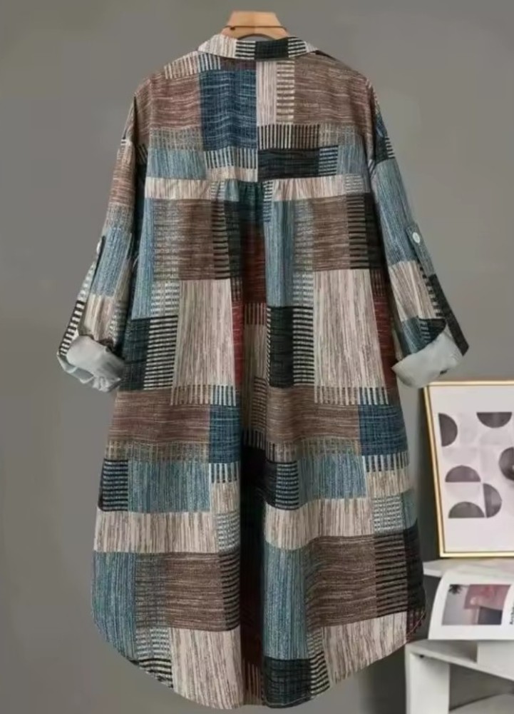 Blusas Nuevas de Talla Grande para Mujer, Suelta Vintage a Rayas y Cuadros, Camisa Ligera de Manga Larga para Viajar, Top Elegante [Ropa deportiva]