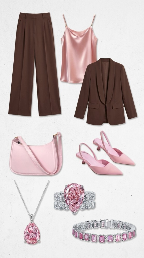 Conjunto de Roupa Fresco Rosa Marrom de Verão [Casual]