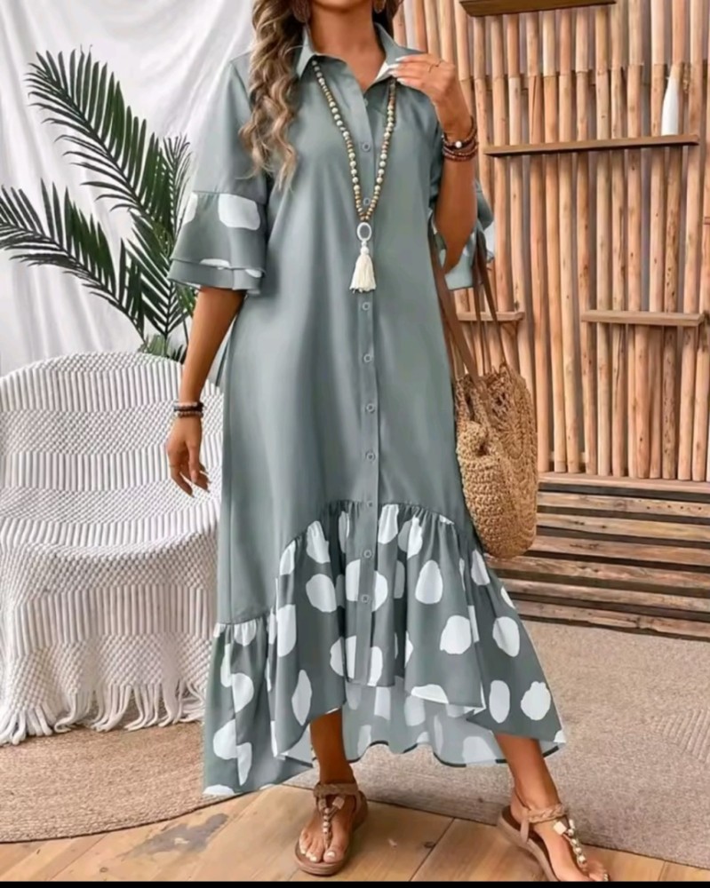 Vestido Estampado de Bolinhas da Moda para Mulheres [Beleza]
